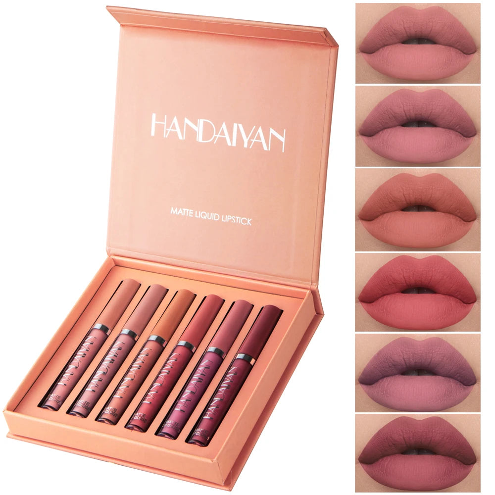 Set de 6 labiales líquidos no pegajosos 