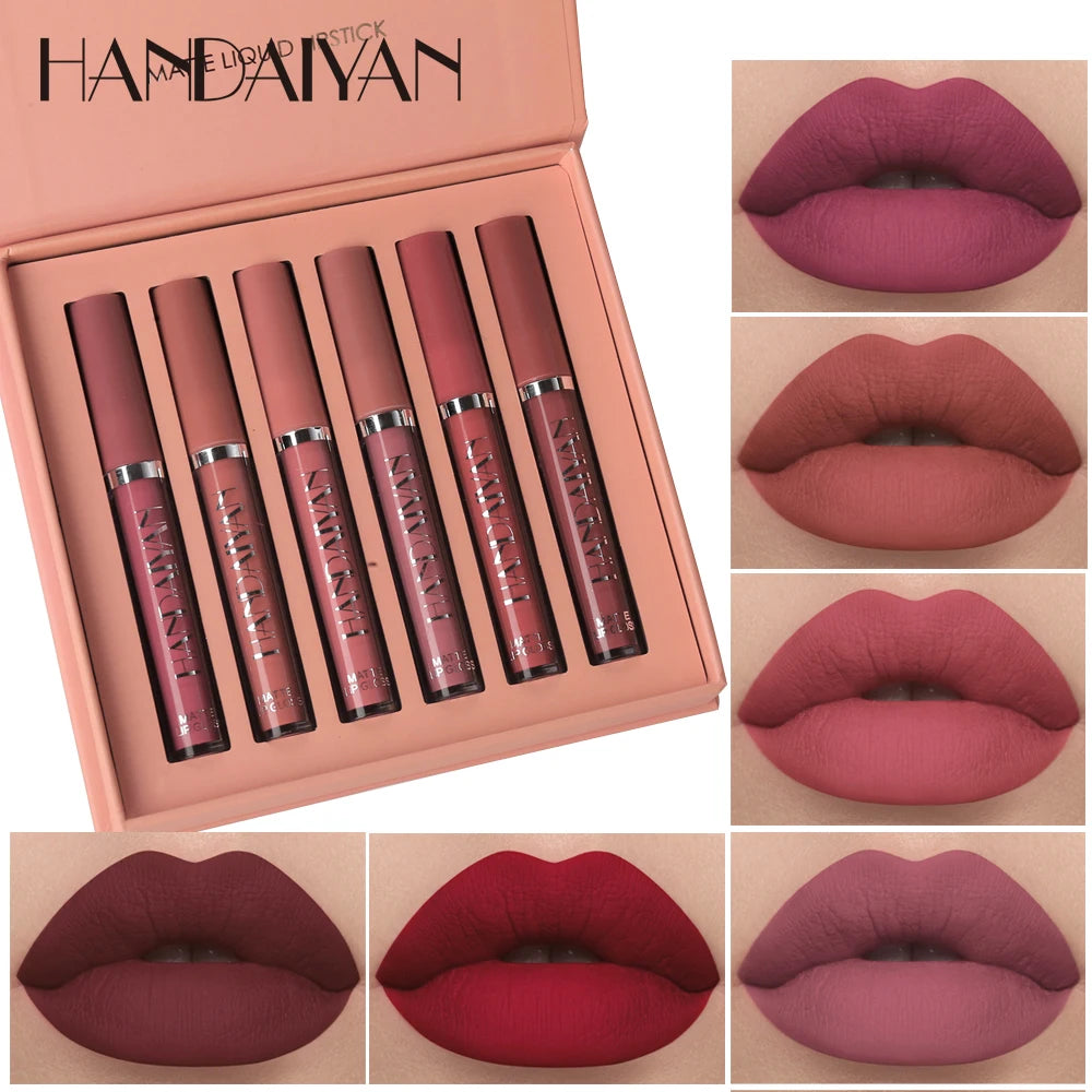 Set de 6 labiales líquidos no pegajosos 