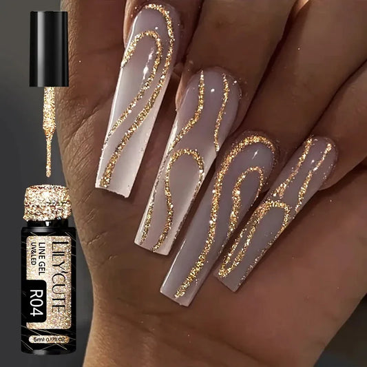 Champagne or réfléchissant paillettes Gel vernis 5ML